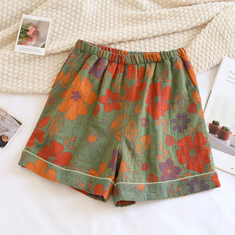 Double Layered Gauze Summer Pajama Shorts - Green - XL - image 6