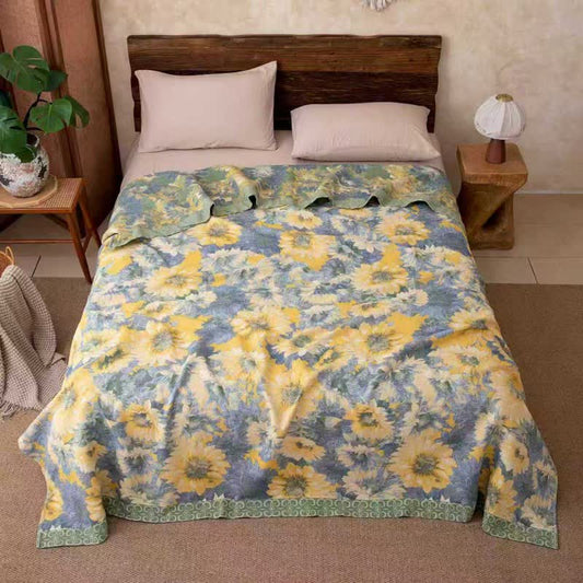 Refresh Sunflower Cotton Gauze Blanket - 86"W x 94"L - image 0