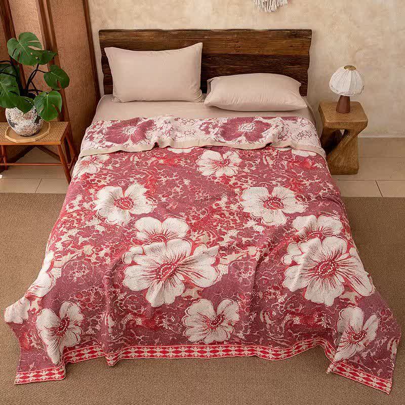 Country Style Hibiscus Cotton Gauze Blanket - 86"W x 94"L - image 0