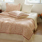 Red Floral Ruffled Cotton Gauze Quilt - image 3