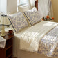 Blue Leaf Ruffled Cotton Gauze Quilt - image 4