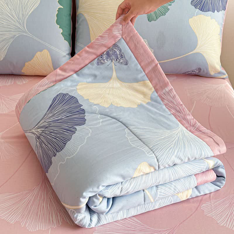 Ginkgo Leaf Print Pure Cotton Quilt - image 1