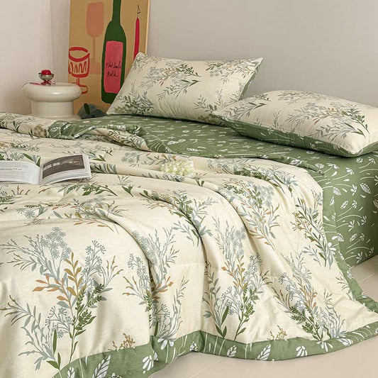 Botanical Leaf Print Pure Cotton Quilt - Bedding Set - King - image 0