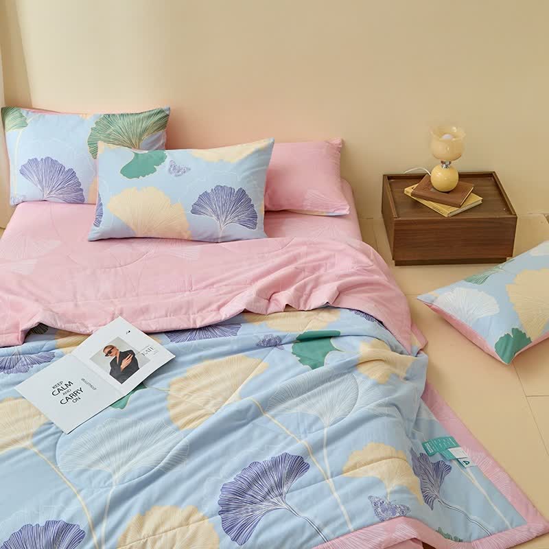 Ginkgo Leaf Print Pure Cotton Quilt - image 2