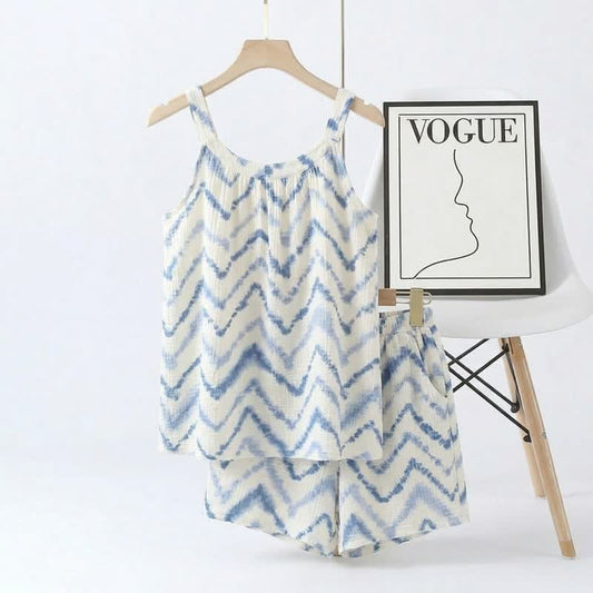 Tie-Dye Chevron Cami & Shorts Pajama Set - Blue - 2XL - image 0