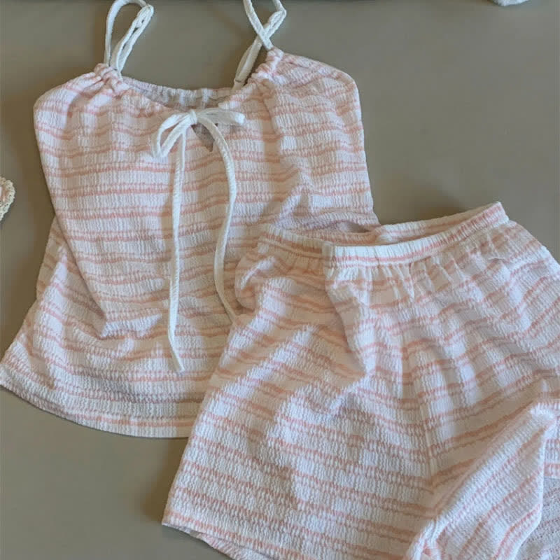 Bow Front Stripe Cami & Shorts Pajama Set - image 4