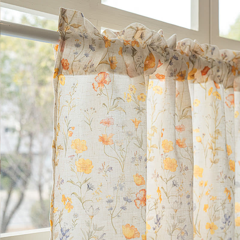 Floral Semi-Sheer Kitchen Half Curtain - image 6