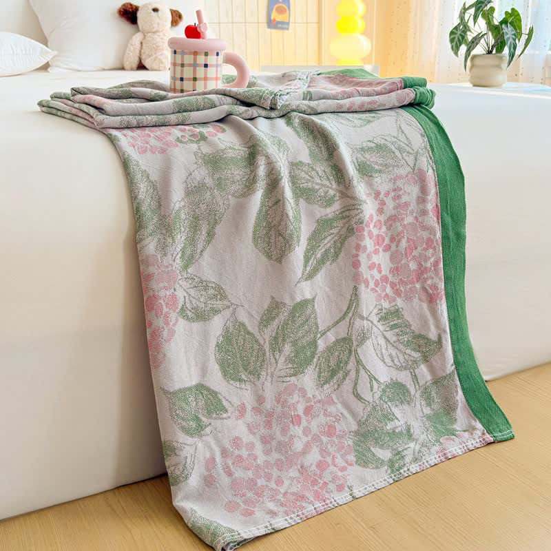 Floral & Leaf Bamboo Fiber Summer Blanket - 79"W x 90"L - image 0
