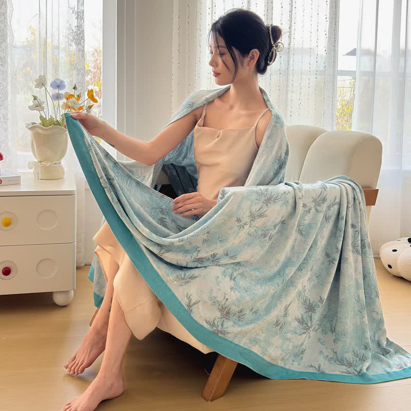 Artistic Botanical Bamboo Fiber Summer Blanket - image 6