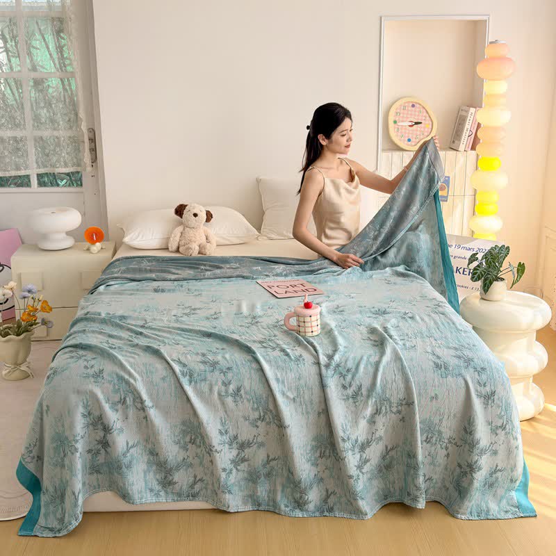 Artistic Botanical Bamboo Fiber Summer Blanket - image 2
