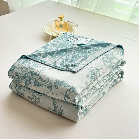 Tree Landscape Bamboo Fiber Blanket - Blue - 79"W x 90"L - image 0