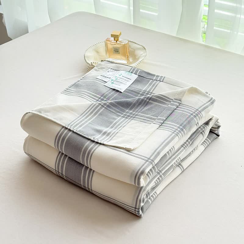 Classic Plaid Bamboo Fiber Blanket - Blue - 79"W x 90"L - image 6