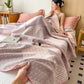 Geometric Patchwork Cotton Triple Gauze Quilt - Pink - Queen - image 2