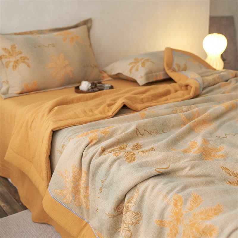 Cotton Gauze Jacquard Rustic Leaf Bedding - image 2