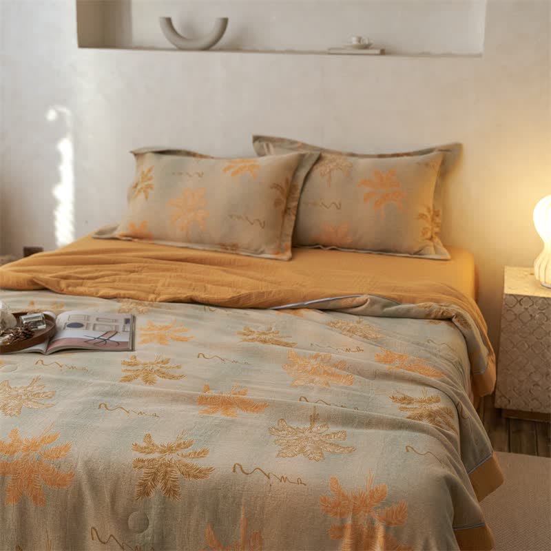 Cotton Gauze Jacquard Rustic Leaf Bedding - image 6