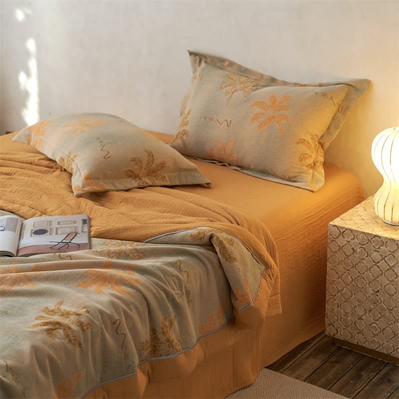 Cotton Gauze Jacquard Rustic Leaf Bedding - image 10