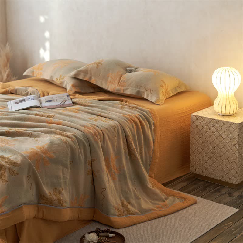 Cotton Gauze Jacquard Rustic Leaf Bedding - image 1