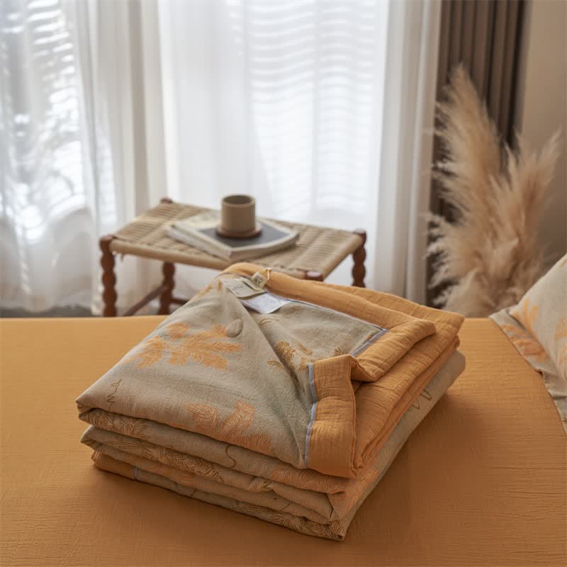 Cotton Gauze Jacquard Rustic Leaf Bedding - image 15