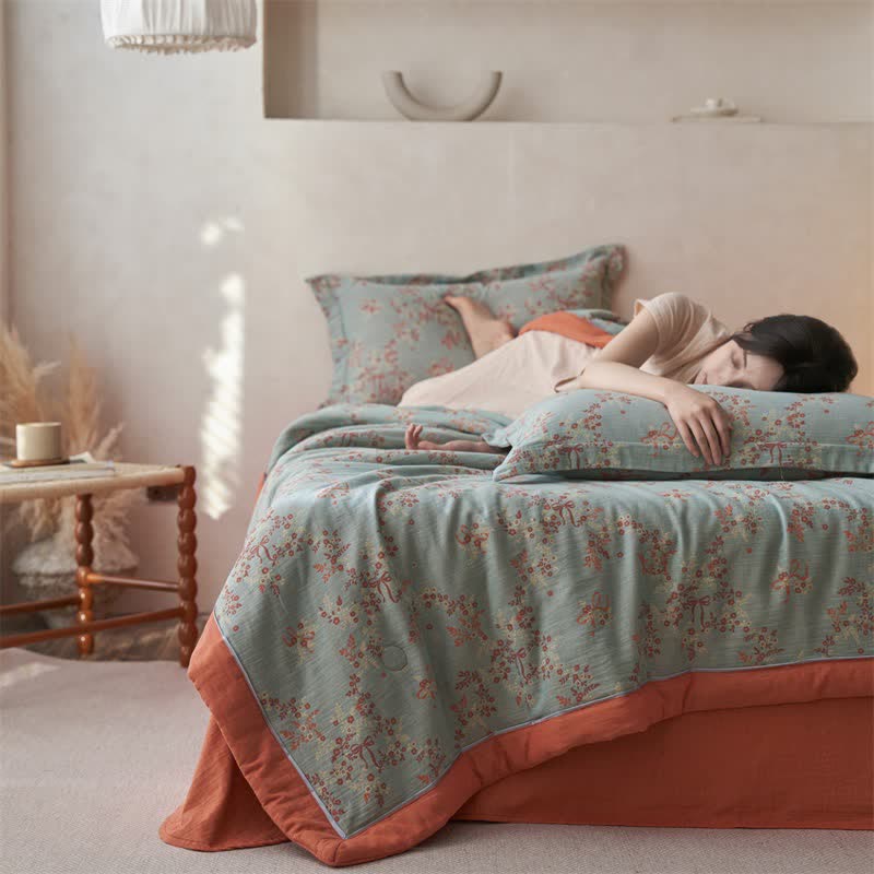 Cotton Gauze Jacquard Floral & Bow Bedding - image 8