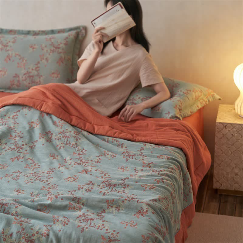 Cotton Gauze Jacquard Floral & Bow Bedding - image 9