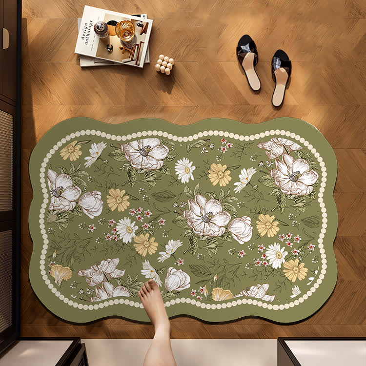 Retro Botanical Diatom Mud Anti-Slip Mat - Wave - 23"W x 35"L - image 0