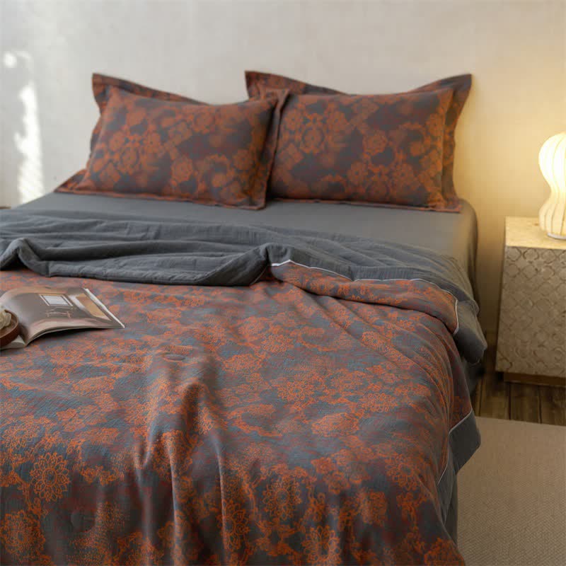 Cotton Gauze Jacquard Vintage Floral Bedding - image 4