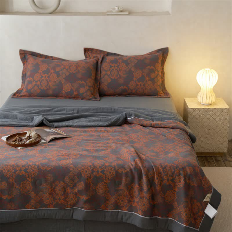 Cotton Gauze Jacquard Vintage Floral Bedding - image 3