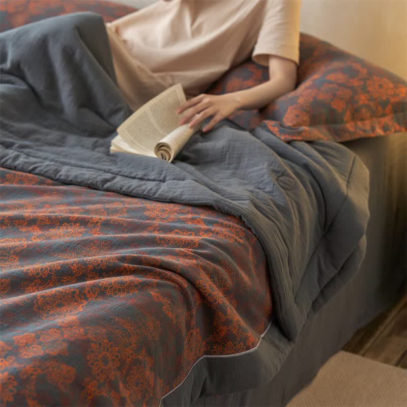 Cotton Gauze Jacquard Vintage Floral Bedding - image 10