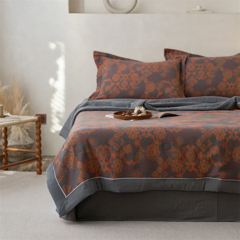 Cotton Gauze Jacquard Vintage Floral Bedding - image 2