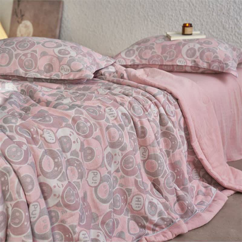 Cotton Gauze Jacquard Cute Pig Bedding - image 1