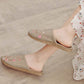 Embroidered Plum Bossom Comfy Flax Slippers - Pink Plum Bossom - L - image 10