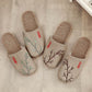 Embroidered Plum Bossom Comfy Flax Slippers - image 1
