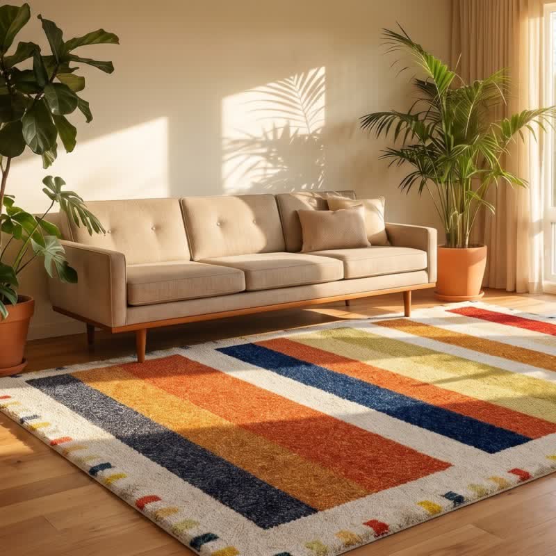 Multicolor Rainbow Striped Area Rug - image 1