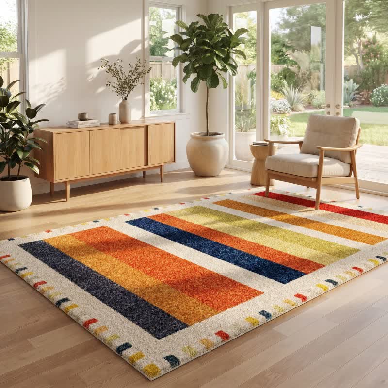 Multicolor Rainbow Striped Area Rug - image 3