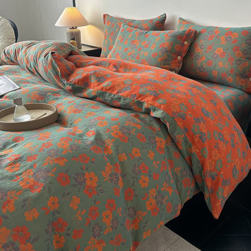 Pastoral Floral Pure Cotton Gauze Bedding(4PCS) - image 1