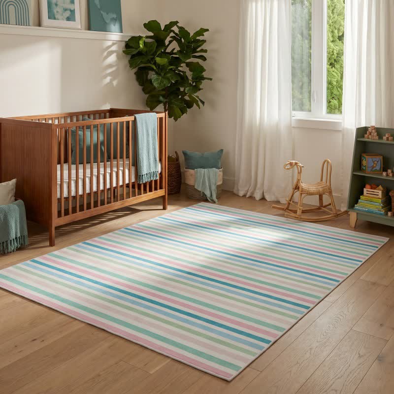 Soft Multicolor Stripe Area Rug - image 1