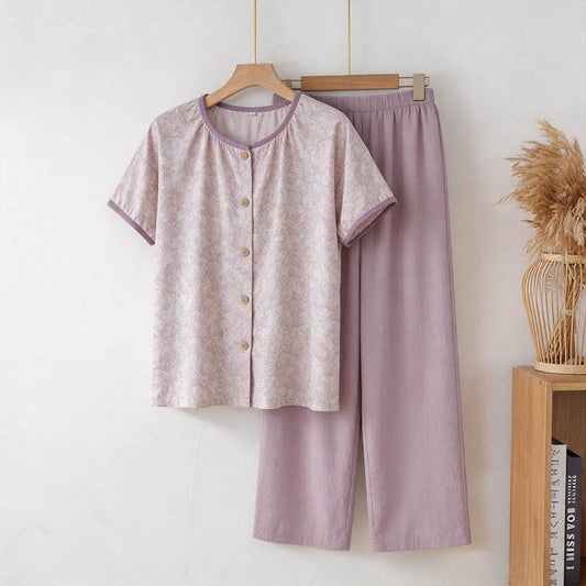 Lavender Cotton Printed Lounge Set - Purple - 3XL - image 0