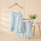 Soft Gingham Cotton Ruffle Loungewear Set - Blue - XL - image 6