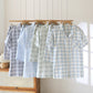 Short-Sleeve Cotton Plaid Sleepwear Set - image 1