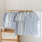 Short-Sleeve Cotton Plaid Sleepwear Set - image 0