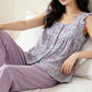 Floral Cotton Gauze Ruffle Loungewear Set - image 2