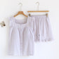 Ruffle Sleeve Gingham Cotton Pajama Set - Purple - XL - image 4