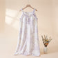 Ruffle Neck Floral Bamboo Cotton Nightgown - Purple - XL - image 4