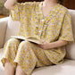 Yellow Floral Cotton Ruffle Loungewear Set - image 2