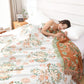 Tassel Reversible Floral Cotton Quilt Blanket - White - Queen - image 7