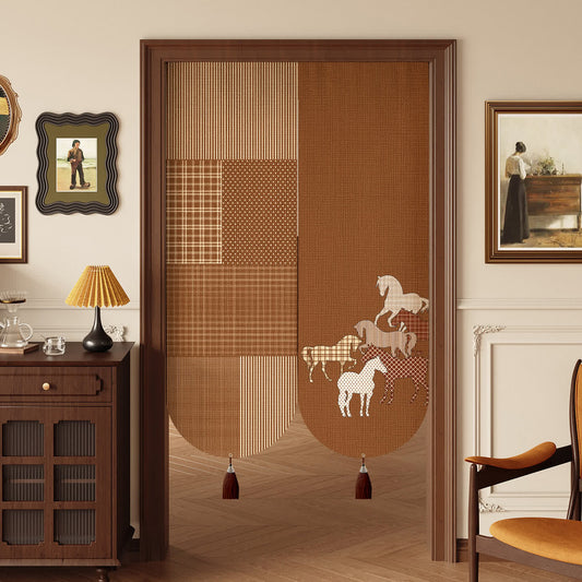 Vintage Equestrian Room Divider Door Curtain - 39"W x 55"L - image 0