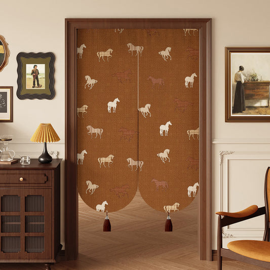 Brown Equestrian Room Divider Door Curtain - 39"W x 55"L - image 0