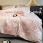 Luxury Peony Embroidered Cotton Bedding Set(4PCS) - Pink - King - image 11