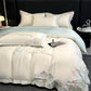 Luxury Floral Embroidered Cotton Bedding Set(4PCS) - White & Blue - King - image 2