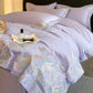 Gradient Floral Embroidered Cotton Bedding Set(4PCS) - Purple - King - image 6